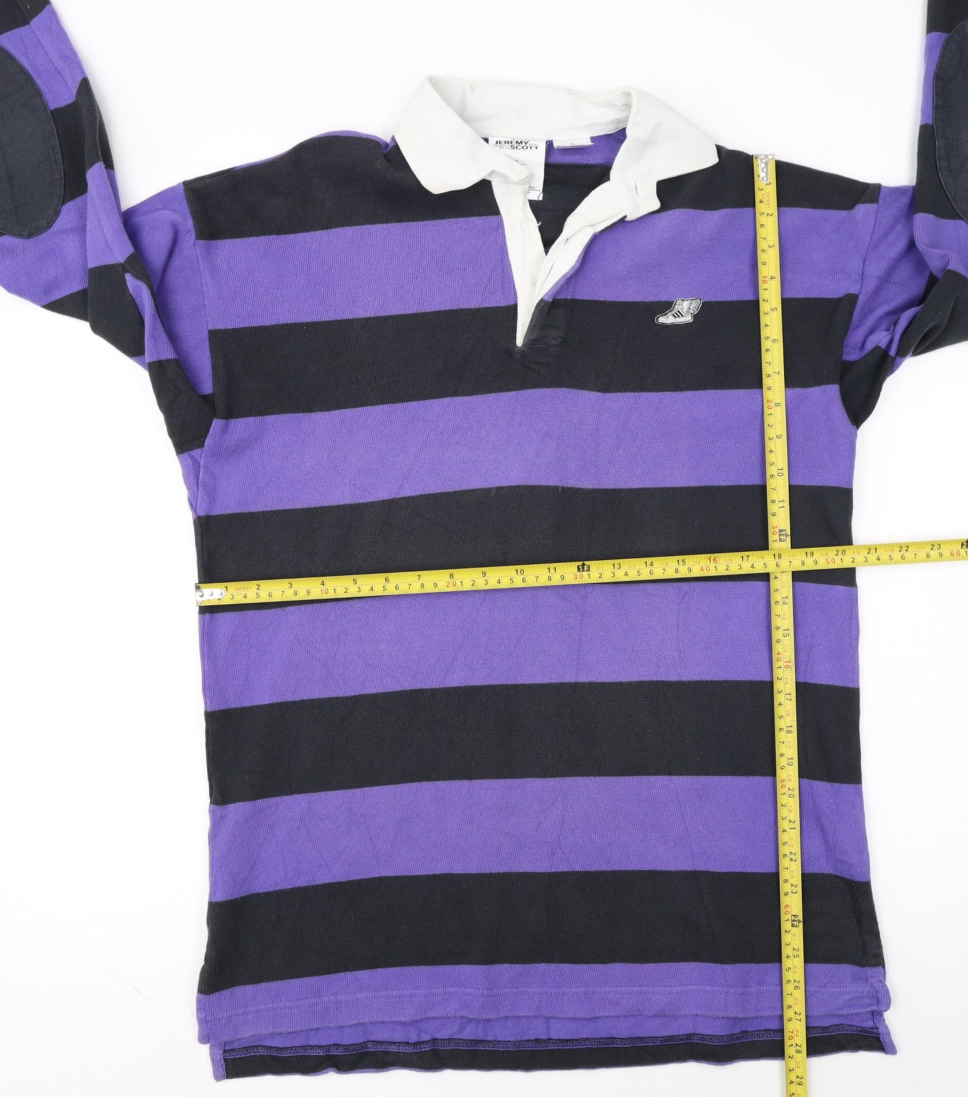 Adidas Jeremy Scott Men's Purple Striped Long Sleeve Polo Rugby Shirt M