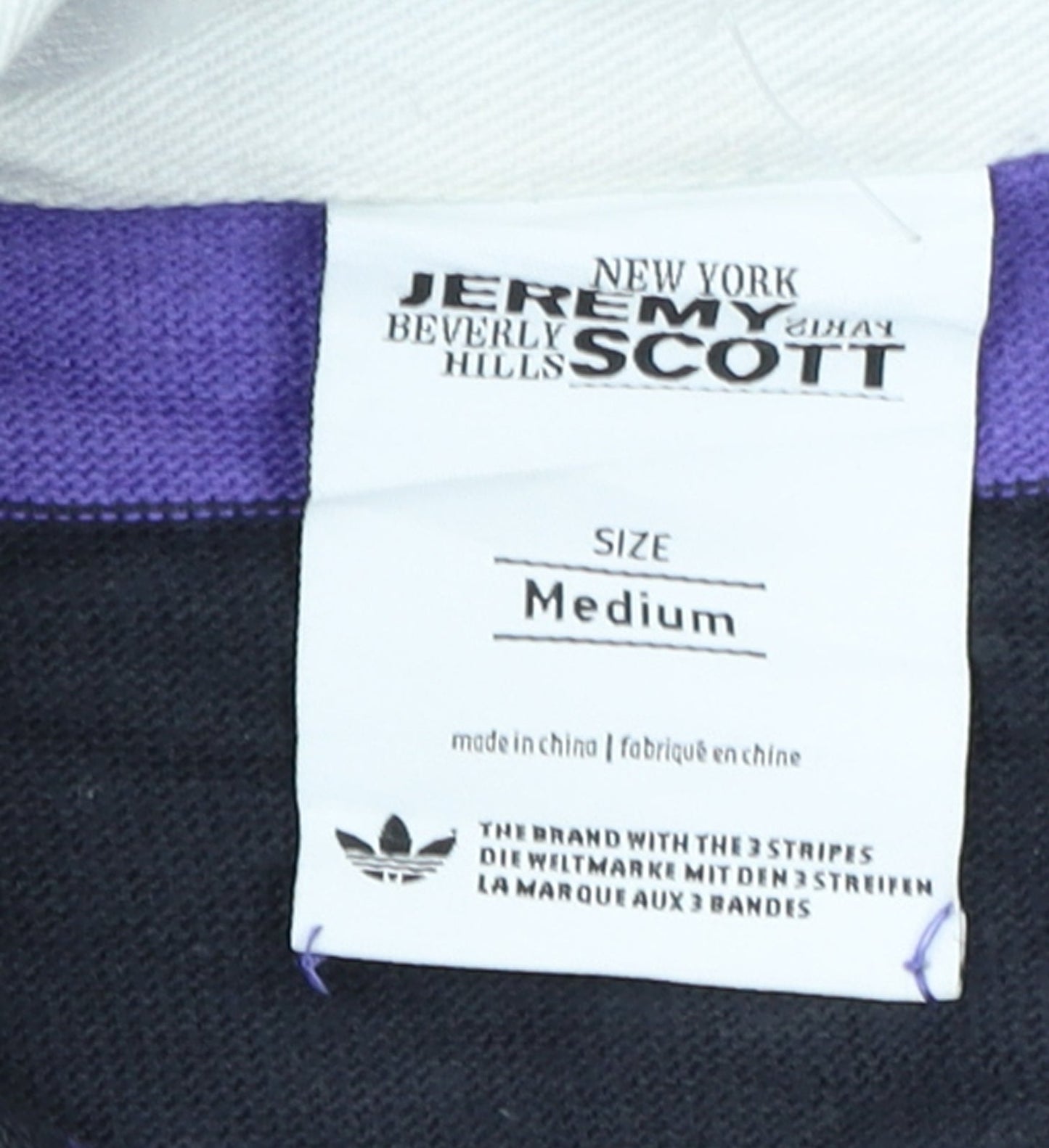 Adidas Jeremy Scott Men's Purple Striped Long Sleeve Polo Rugby Shirt M