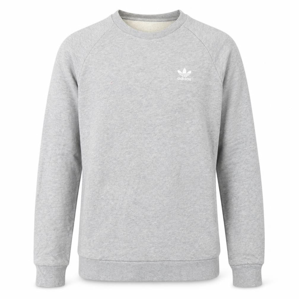 adidas Men Grey Small Trefoil Logo Pullover Sweatshirt