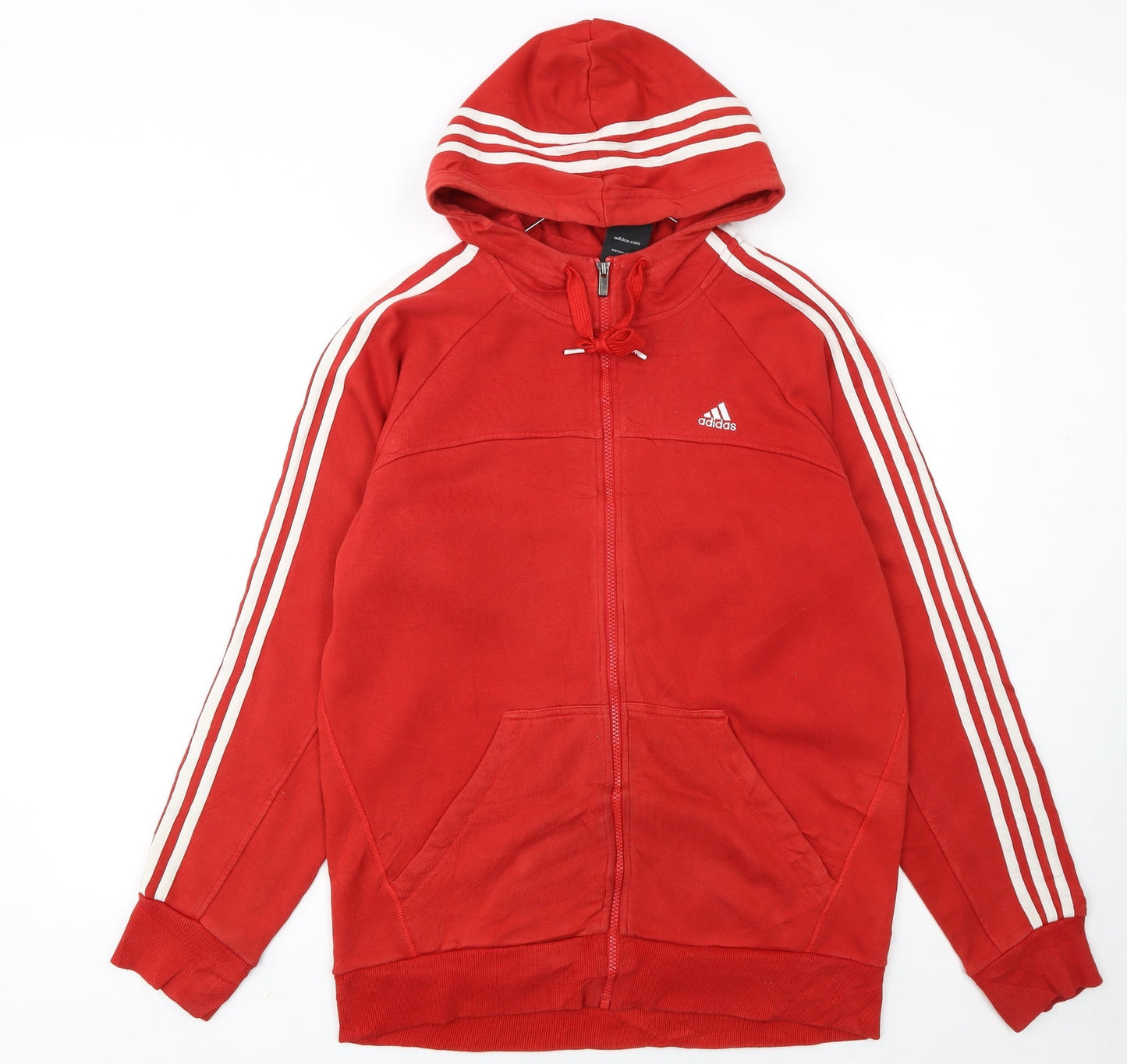 Adidas Mens Red Full Zip Hoodie Medium Sports Style