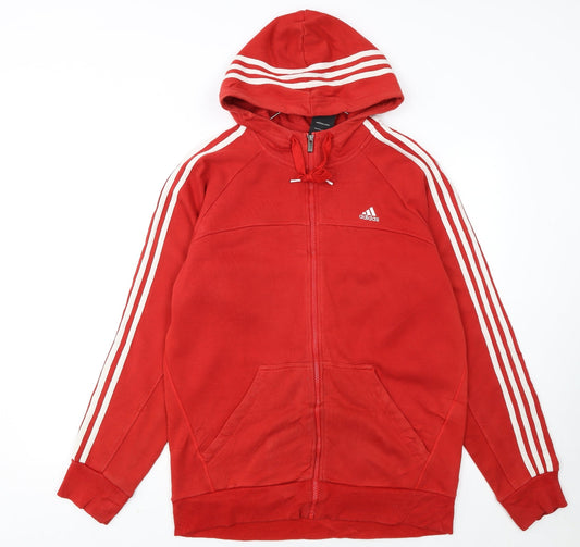 Adidas Mens Red Full Zip Hoodie Medium Sports Style