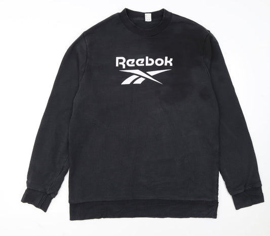 Reebok Men Black Crew Neck Pullover Sweatshirt L