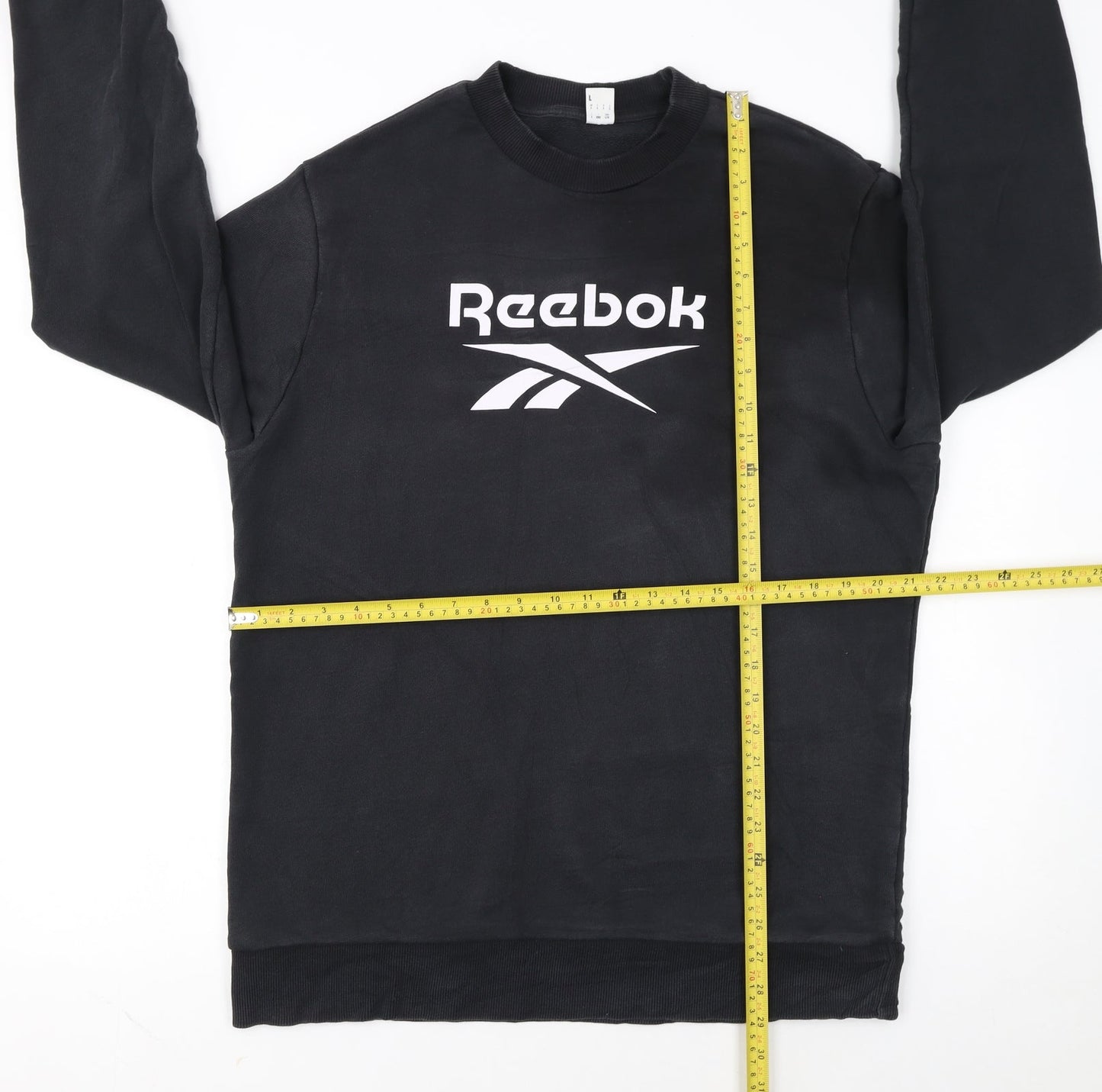 Reebok Men Black Crew Neck Pullover Sweatshirt L