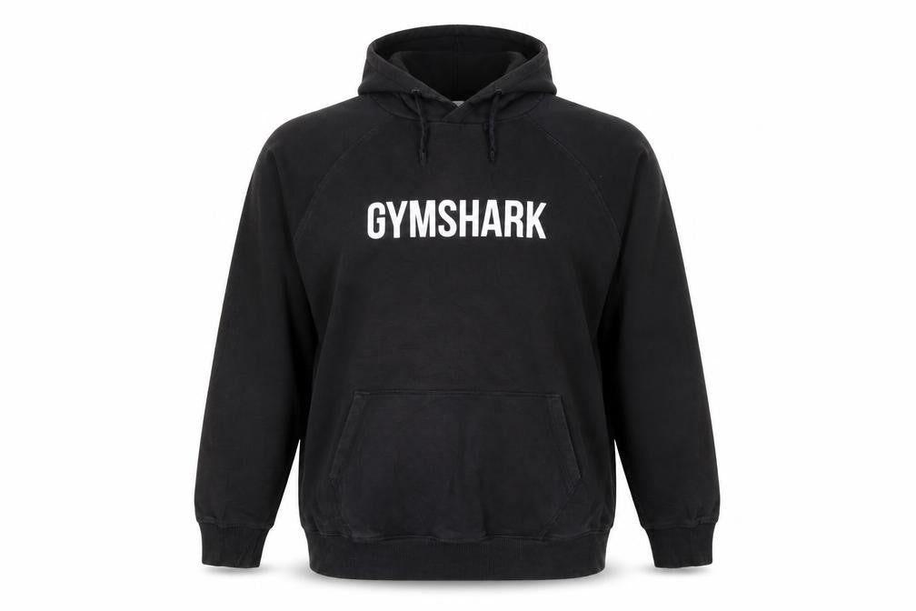 Gymshark Men Black Pullover Hoodie L Logo Fleece Sweatshirt