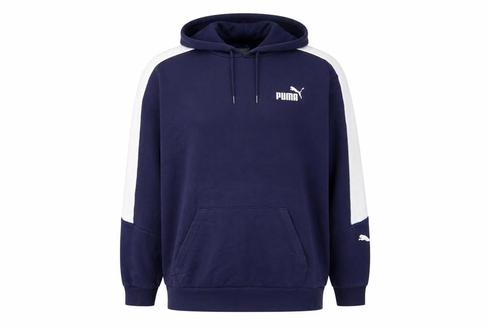 Puma Men's Blue XL Pullover Hoodie with Logo and Kangaroo Pocket