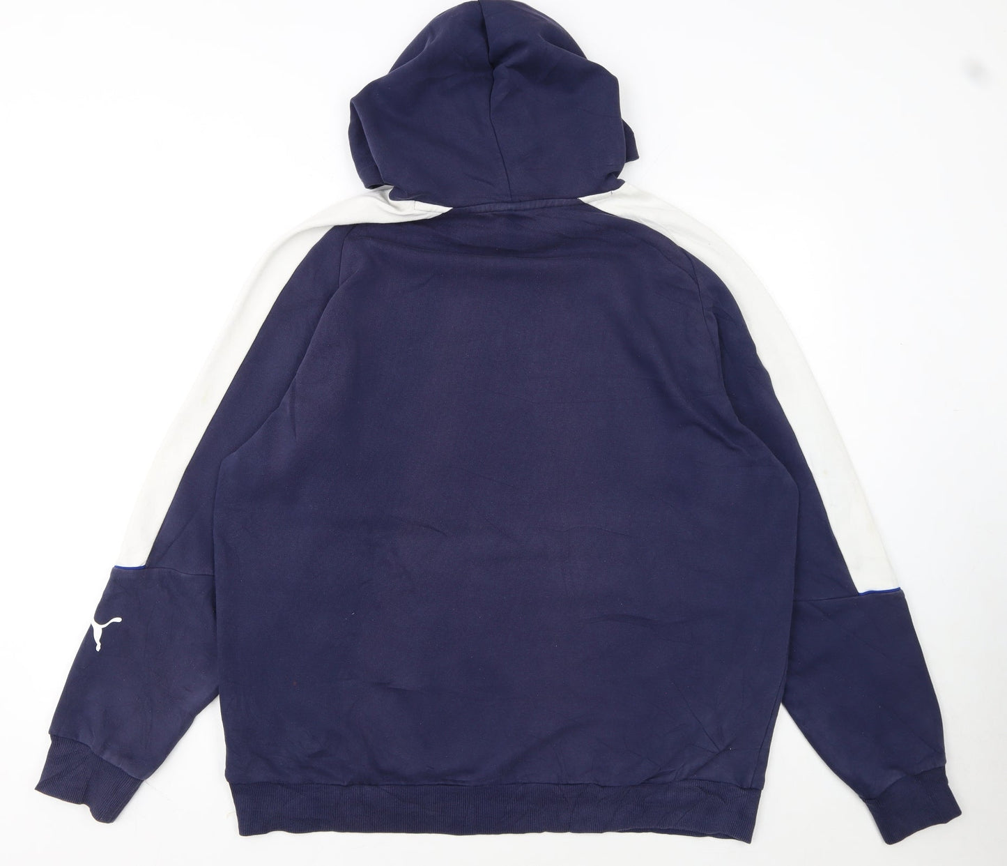Puma Men's Blue XL Pullover Hoodie with Logo and Kangaroo Pocket
