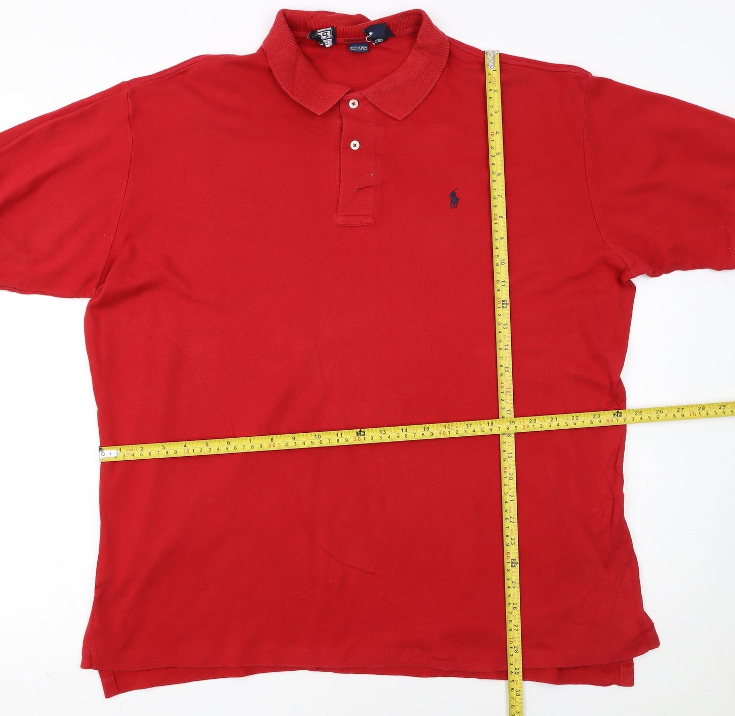 Ralph Lauren Men's Red Cotton Short Sleeve Polo Shirt XL