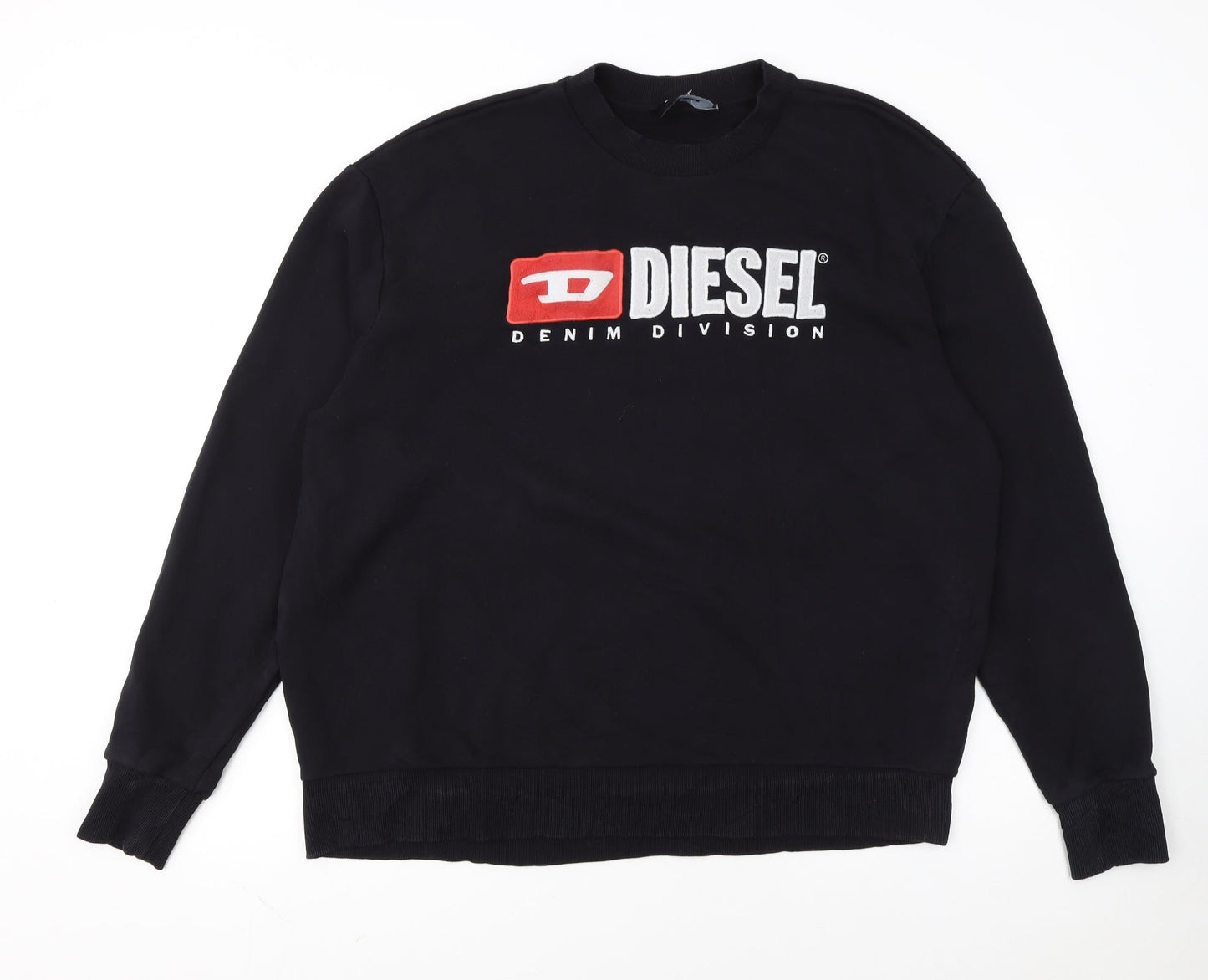 Diesel Mens Black XL Crew Neck Graphic Sweatshirt Fleece Cotton
