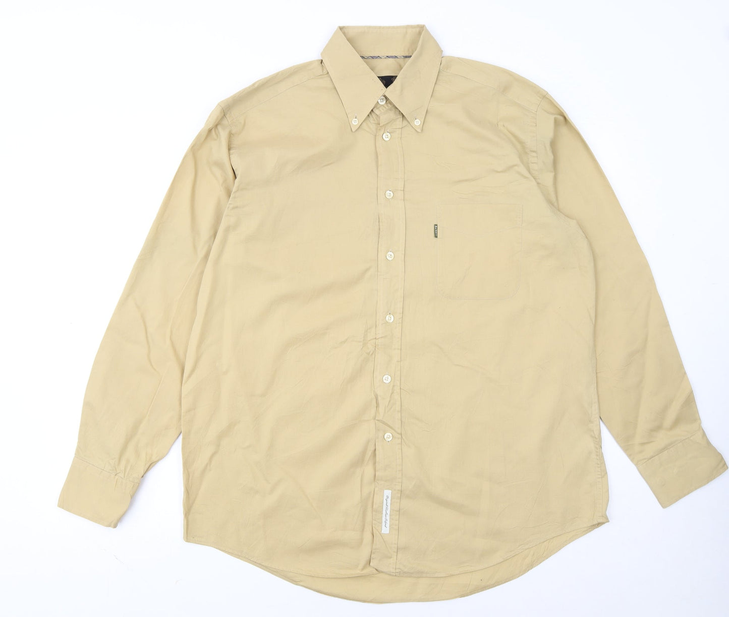 Barbour Men Beige Long Sleeve Cotton Button-Up Shirt L