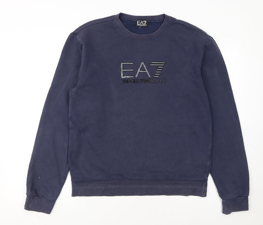 Emporio Armani EA7 Men's Blue Regular Fit Logo Sweatshirt M