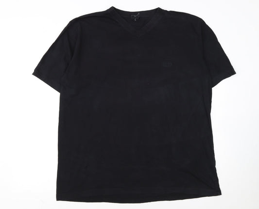 Hugo Boss Men's Black 2XL V-Neck Cotton T-Shirt
