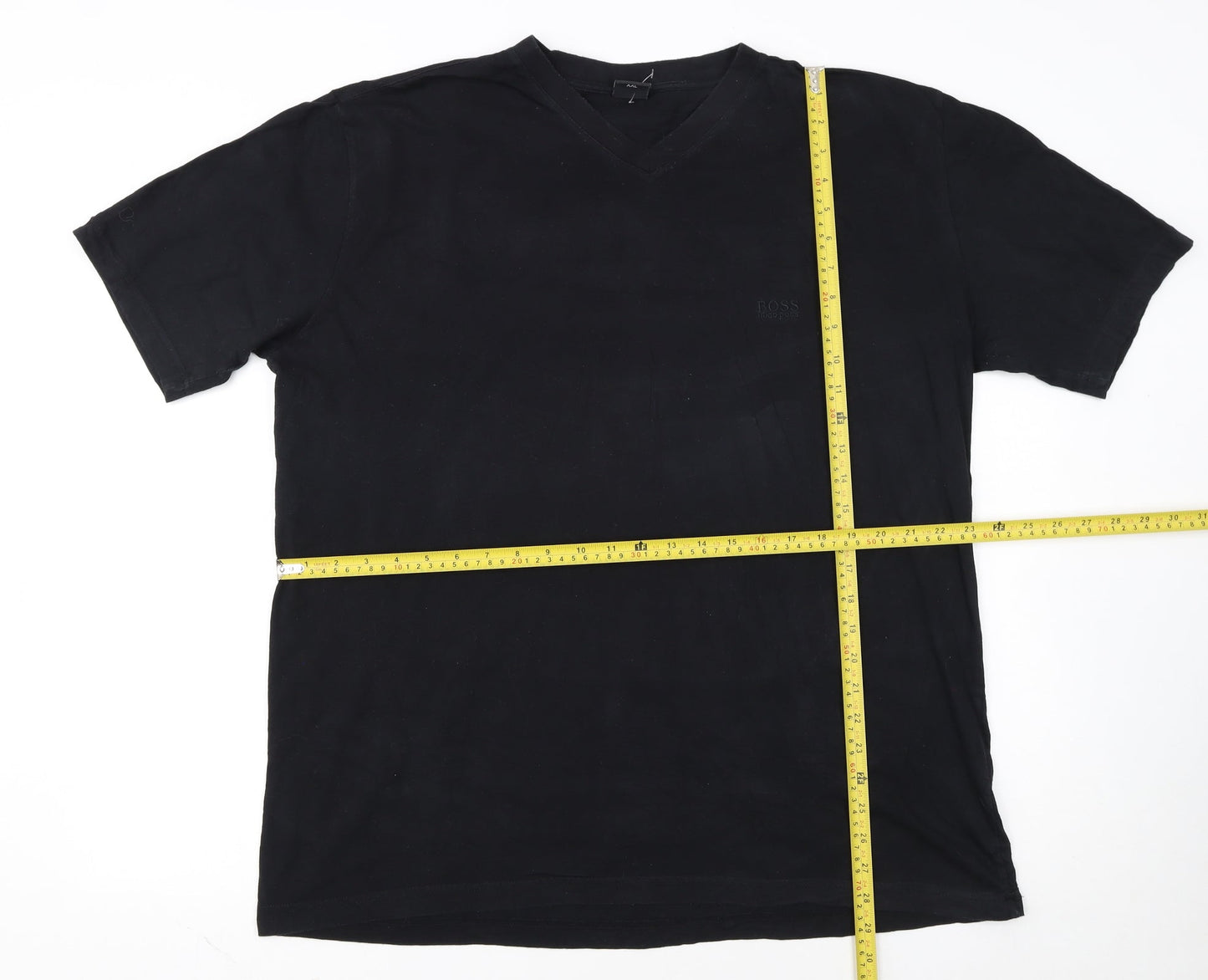 Hugo Boss Men's Black 2XL V-Neck Cotton T-Shirt