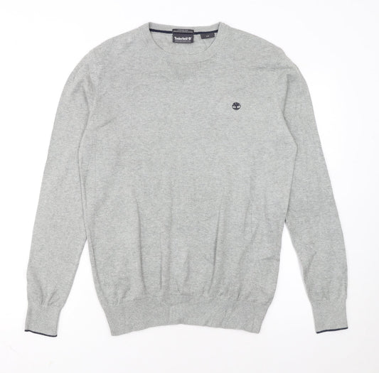 Timberland Men's Grey Cotton Crew Neck Pullover Jumper Size S
