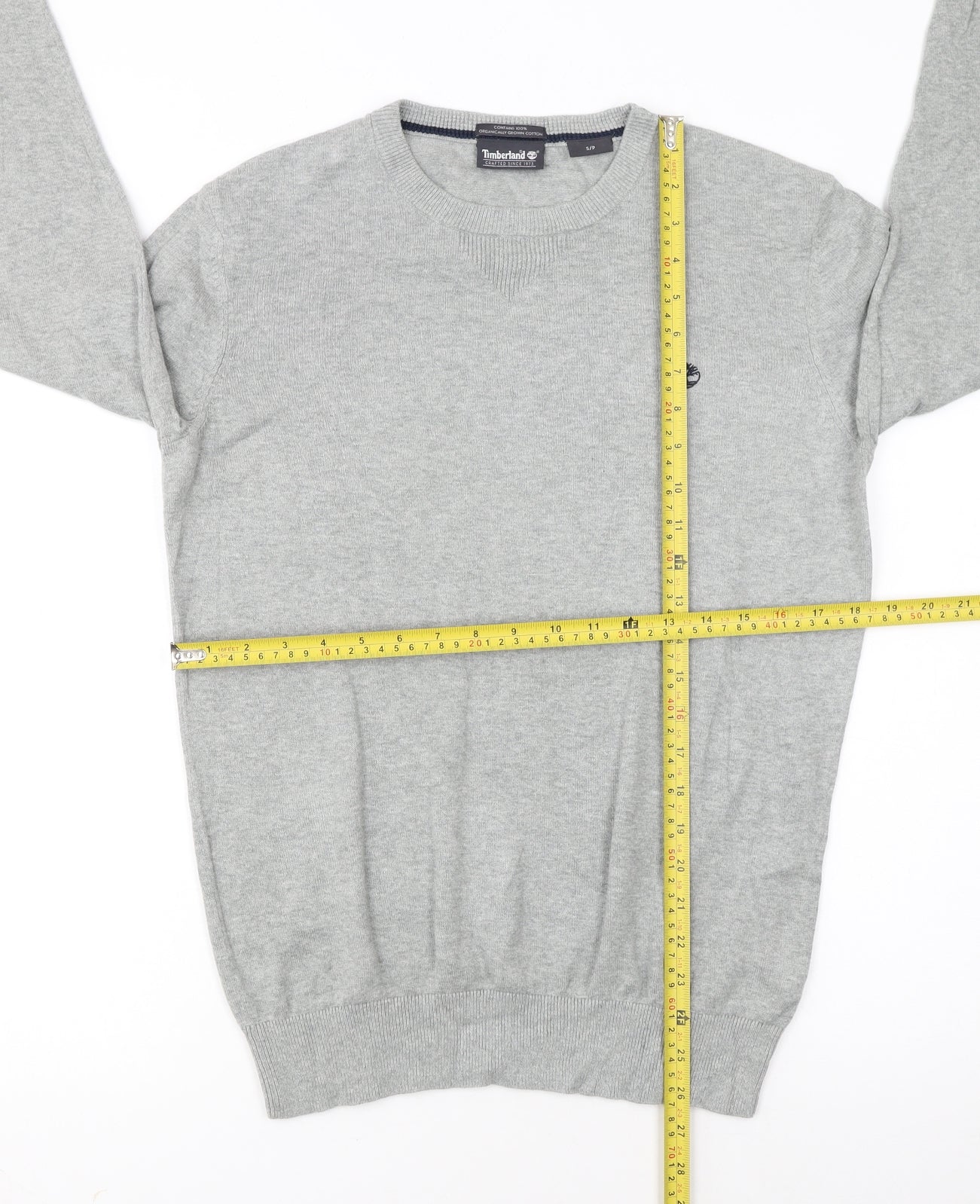 Timberland Men's Grey Cotton Crew Neck Pullover Jumper Size S