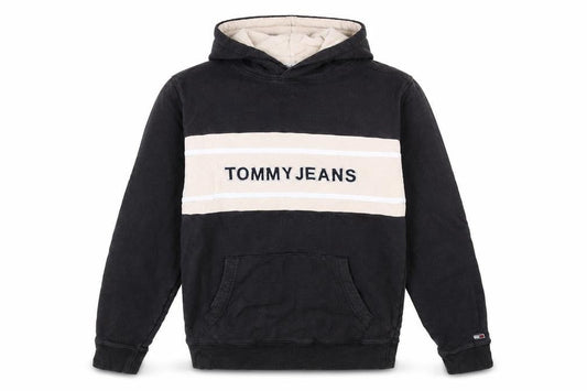 Tommy Jeans Men's Black S Pullover Hoodie with Logo Embroidery