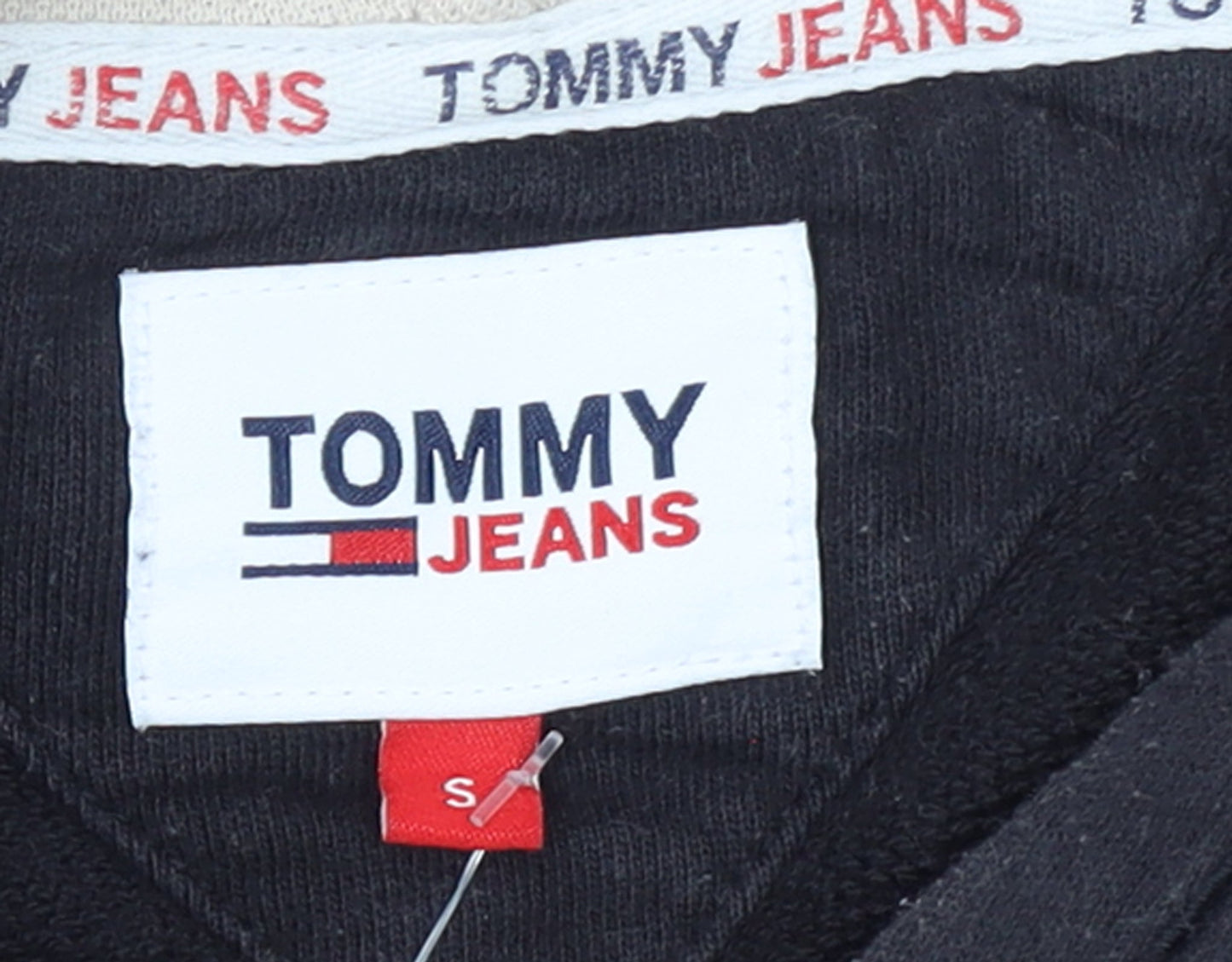 Tommy Jeans Men's Black S Pullover Hoodie with Logo Embroidery