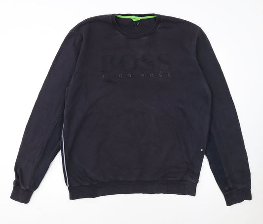 Hugo Boss Mens Black XL Crew Neck Pullover Sweatshirt Modern Fit