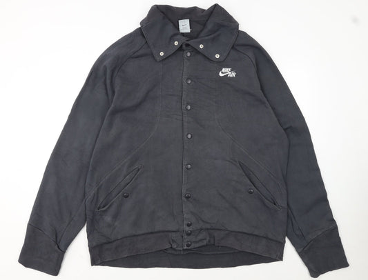 Nike Mens Black XL Basic Jacket Cotton Snap Wind-Resistant