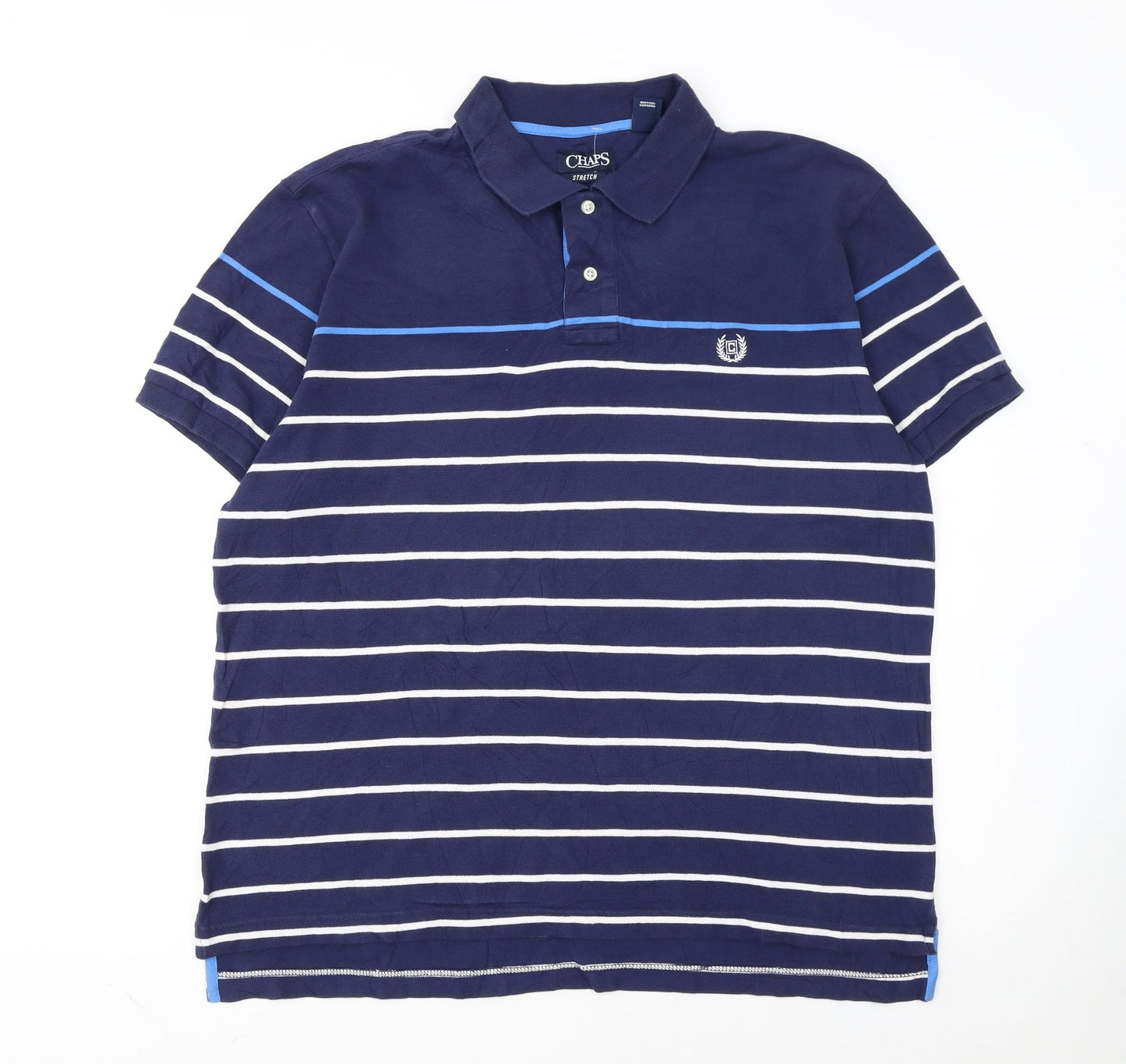 Chaps Men's Blue Striped Stretch Polo Shirt XL