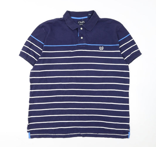 Chaps Men's Blue Striped Stretch Polo Shirt XL