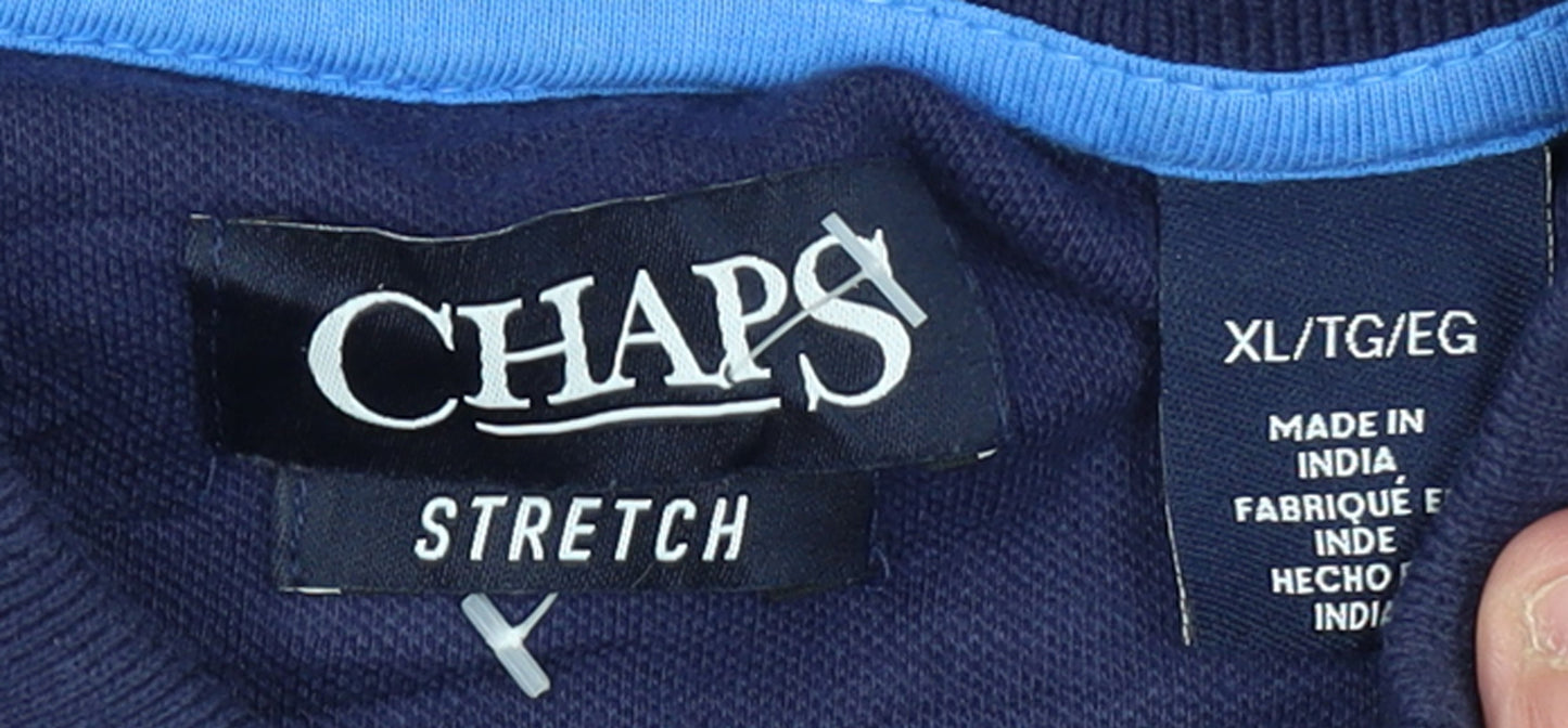Chaps Men's Blue Striped Stretch Polo Shirt XL
