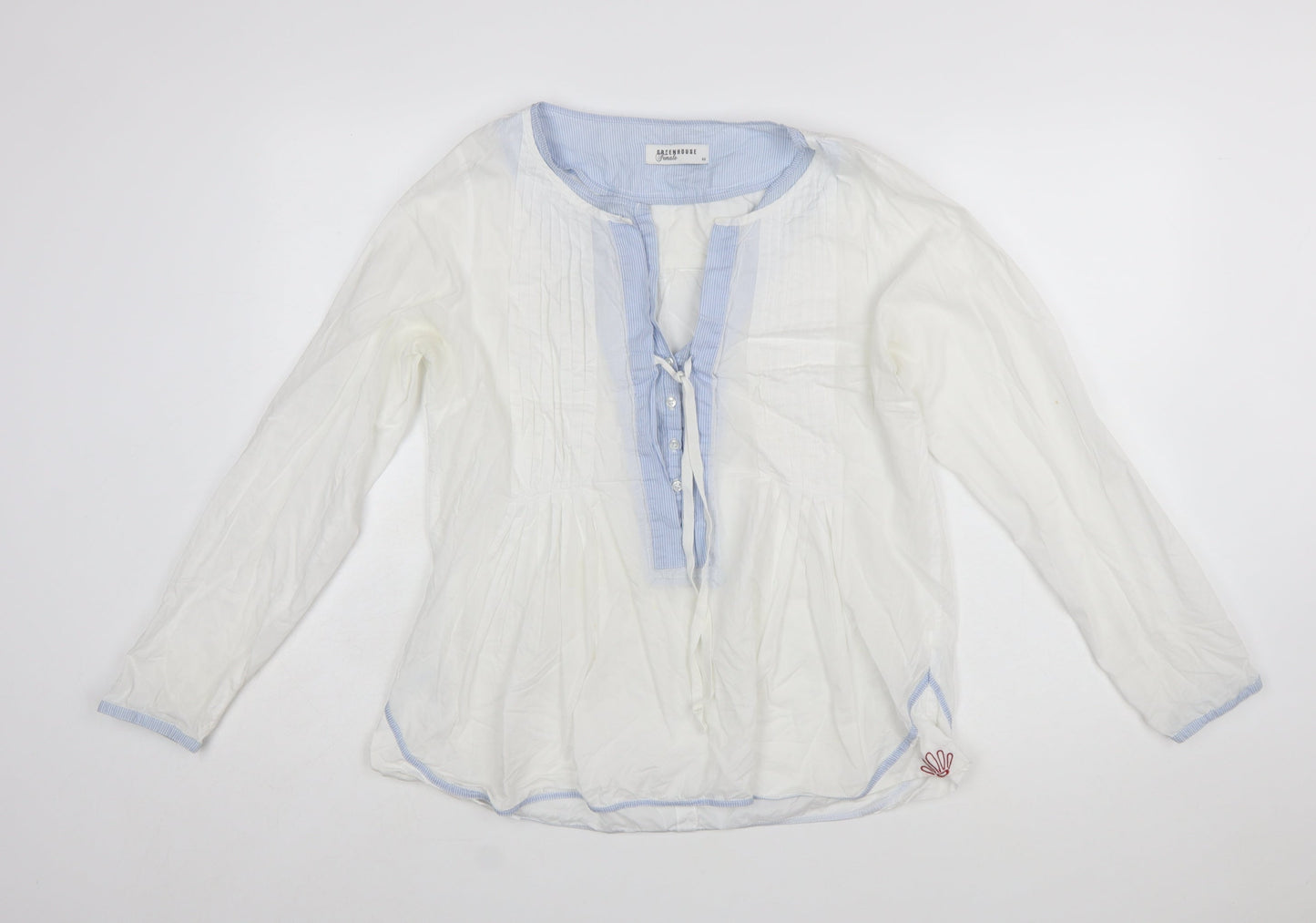 Greenhouse Female Women’s White Cotton Tunic Style Long Sleeve Blouse Size 12