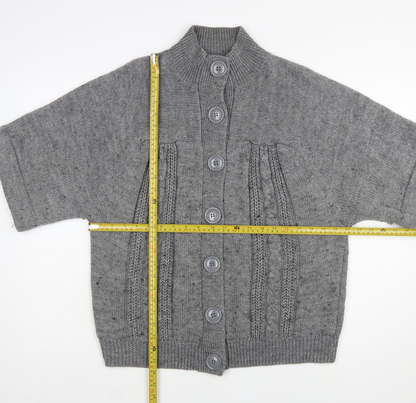 Kaliko Women's Grey Cable-Knit Button Cardigan Size 16
