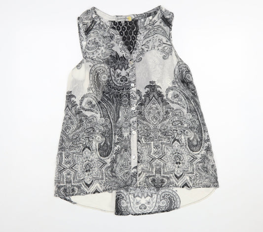 Figueroa & Flower Women’s Black Paisley Sleeveless Tunic Blouse Size L