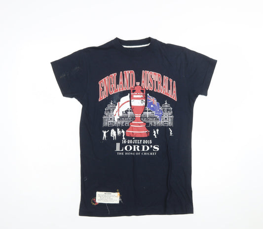 Lord's England vs Australia XXS Navy Cricket T-Shirt Men's Cotton