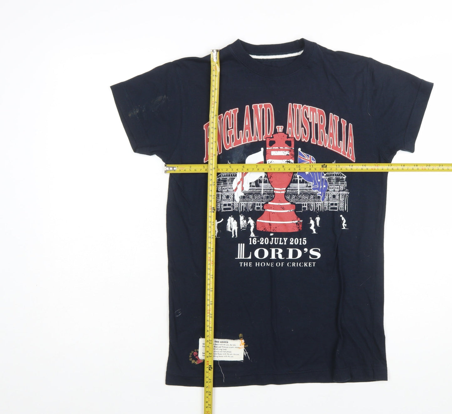 Lord's England vs Australia XXS Navy Cricket T-Shirt Men's Cotton