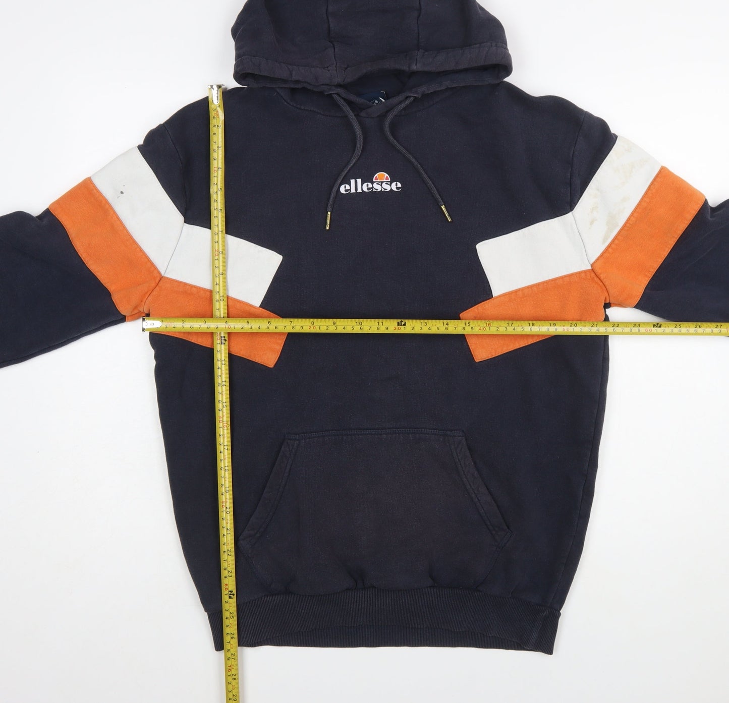 Ellesse Men's Blue Small Pullover Hoodie with Logo and Stripes