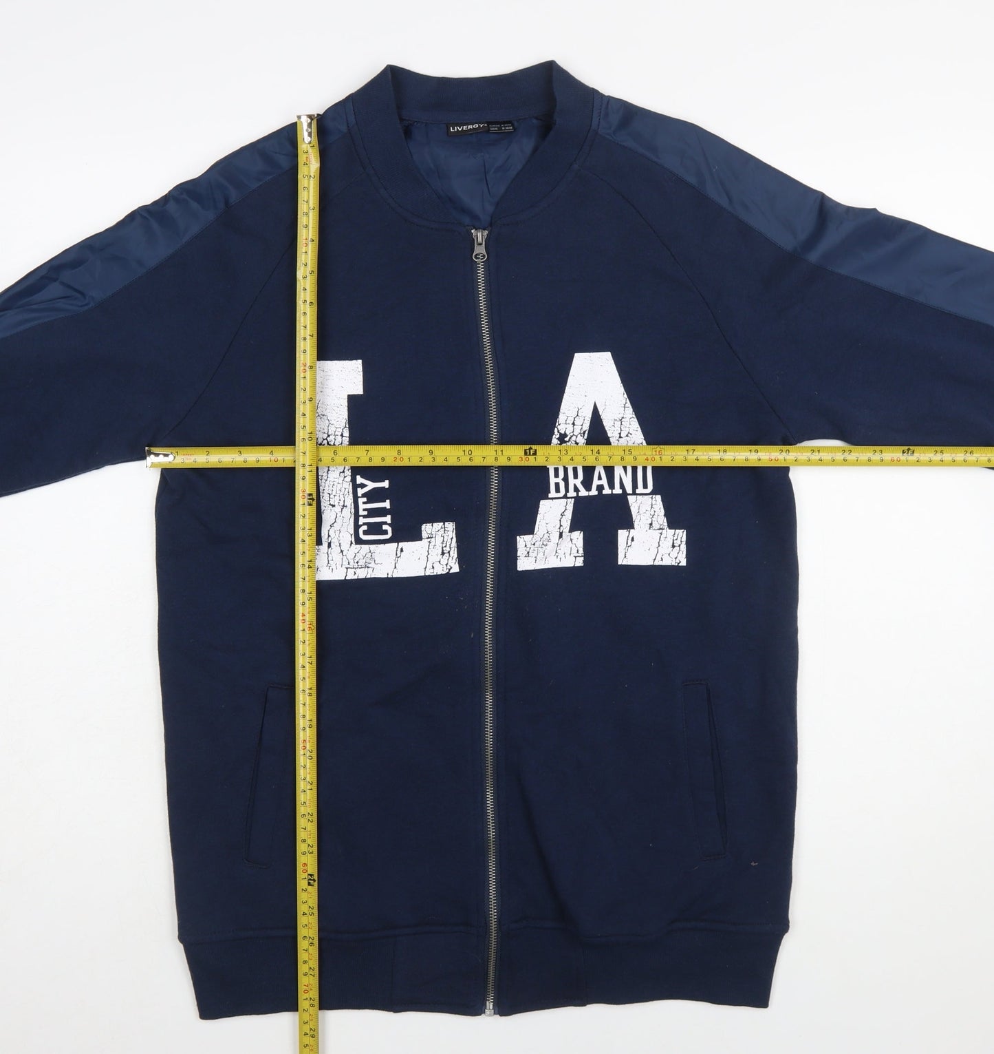 Livergy Men's Blue Full Zip Graphic Sweatshirt Size M