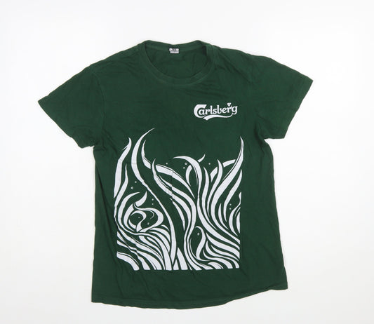 Roly Carlsberg Women's Green Cotton Graphic T-Shirt Size S