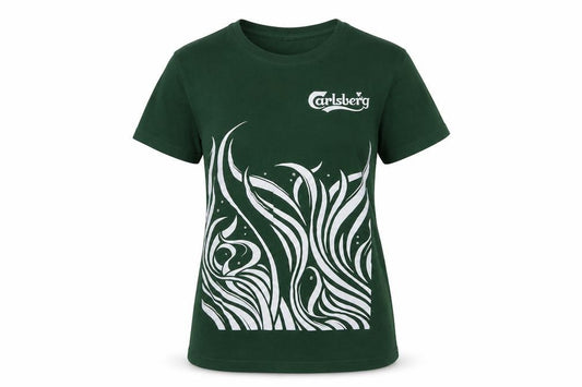 Roly Carlsberg Women's Green Cotton Graphic T-Shirt Size S