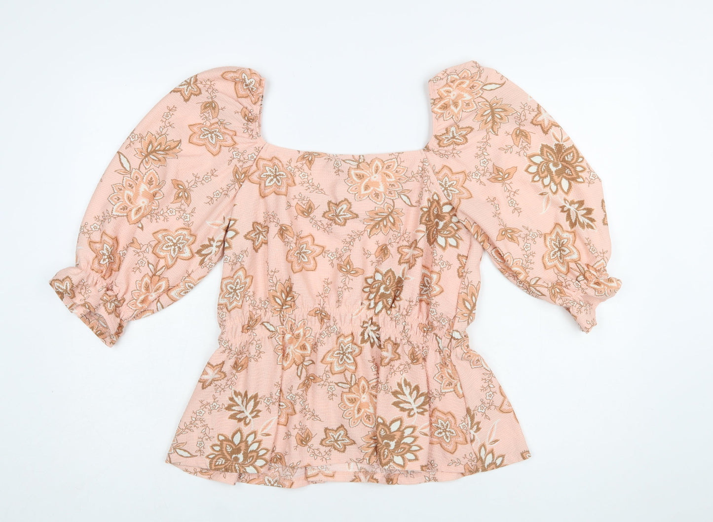 Dorothy Perkins Women’s Pink Floral Peasant Blouse UK 14