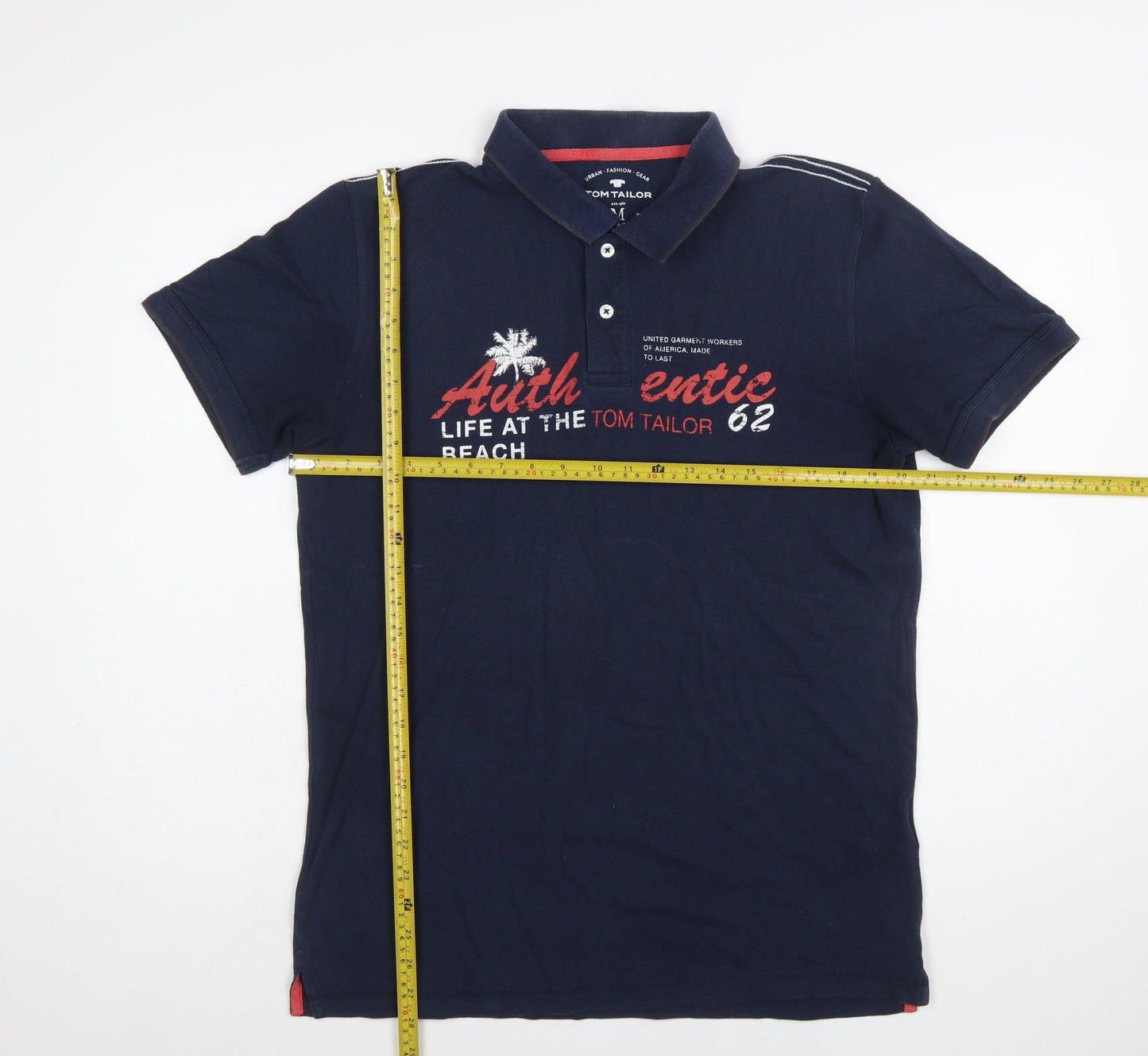 Tom Tailor Men's Blue Regular Fit Cotton Graphic Polo Shirt M