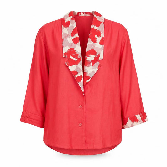 Pierre Cardin Women Red 16 Relaxed Fit Viscose Suit Top