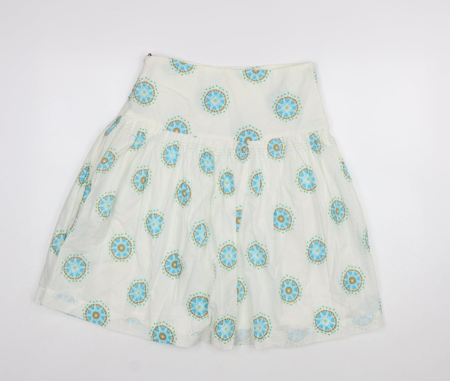 White Stuff Womens White Cotton A-Line Knee Length Skirt Size 10