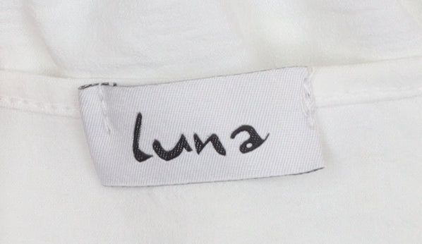 Luna Women's White Wrap Long Sleeve V-Neck Blouse L