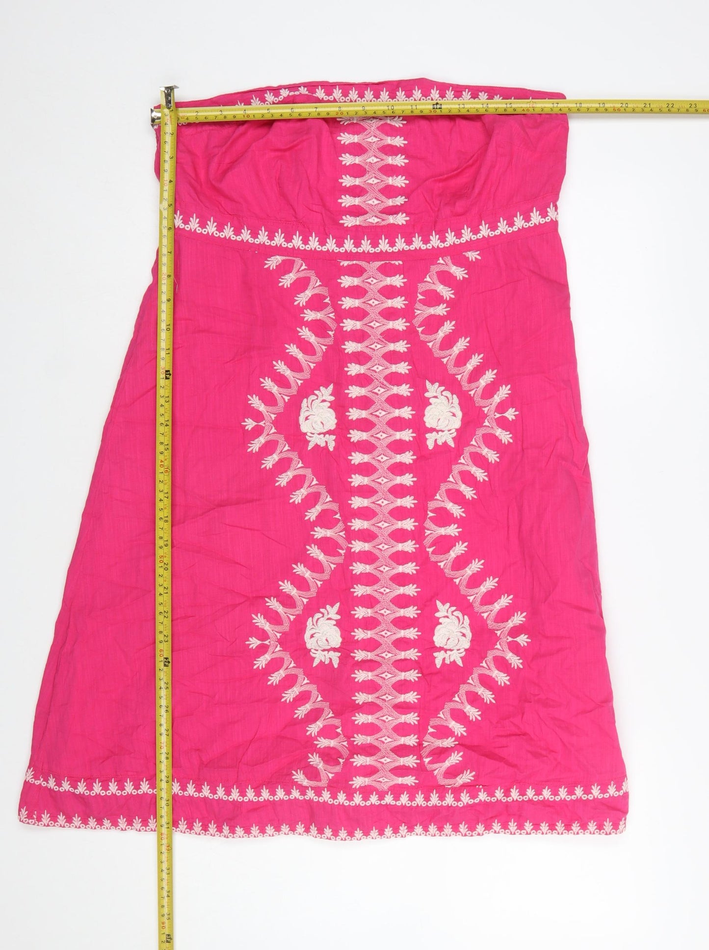 Monsoon Women’s Pink Embroidered Strapless Cotton Dress Size 16