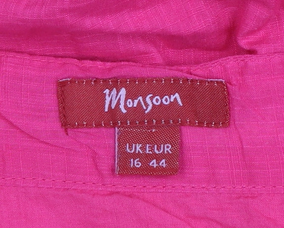 Monsoon Women’s Pink Embroidered Strapless Cotton Dress Size 16