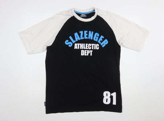 Slazenger Men's Black & White Athletic Dept Logo T-Shirt Size L