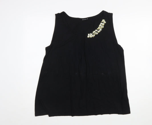 Bodyflirt Women’s Black Beaded Sleeveless Jersey Tank Top Size 16