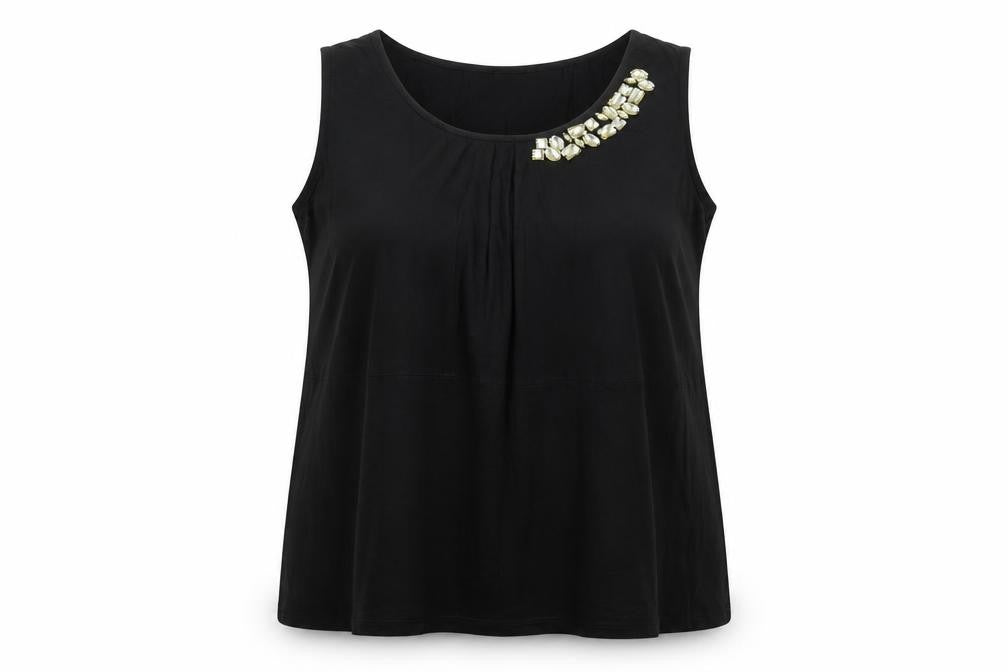 Bodyflirt Women’s Black Beaded Sleeveless Jersey Tank Top Size 16