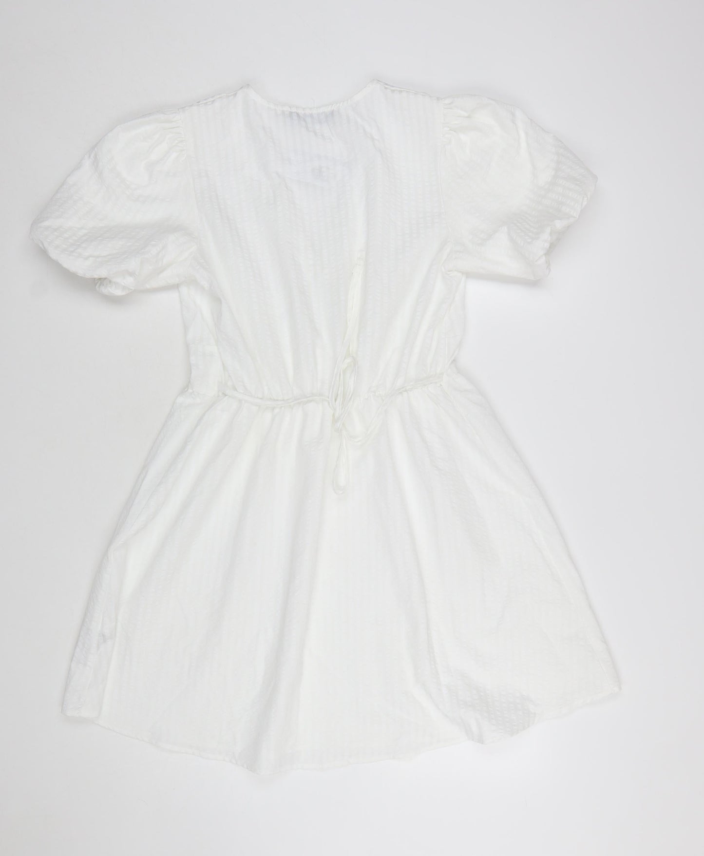 Primark Women White Size 8 Short A-Line Puff Sleeve Dress