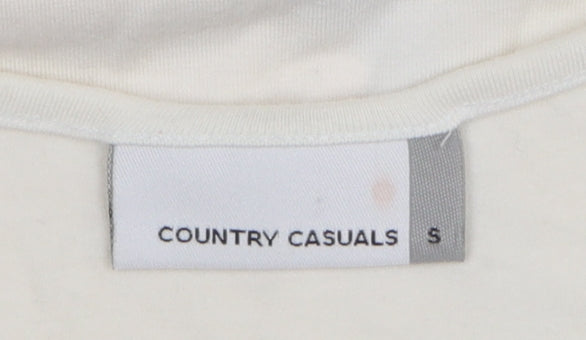 Country Casuals Women's Ivory Floral Viscose Stretch T-Shirt Size S