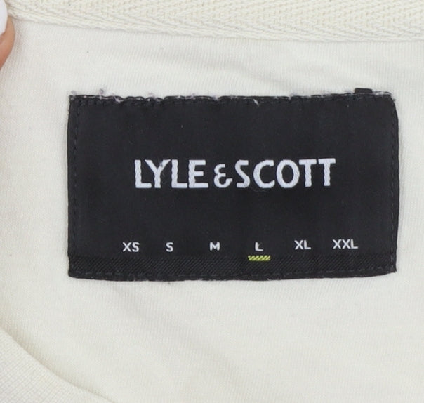 Lyle & Scott Men’s Beige Red Striped Cotton Crew Neck T-Shirt Size L