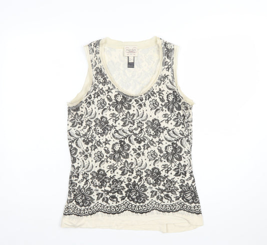 Mango Women’s Ivory Floral Lace Sleeveless Camisole Tank Top Size 14