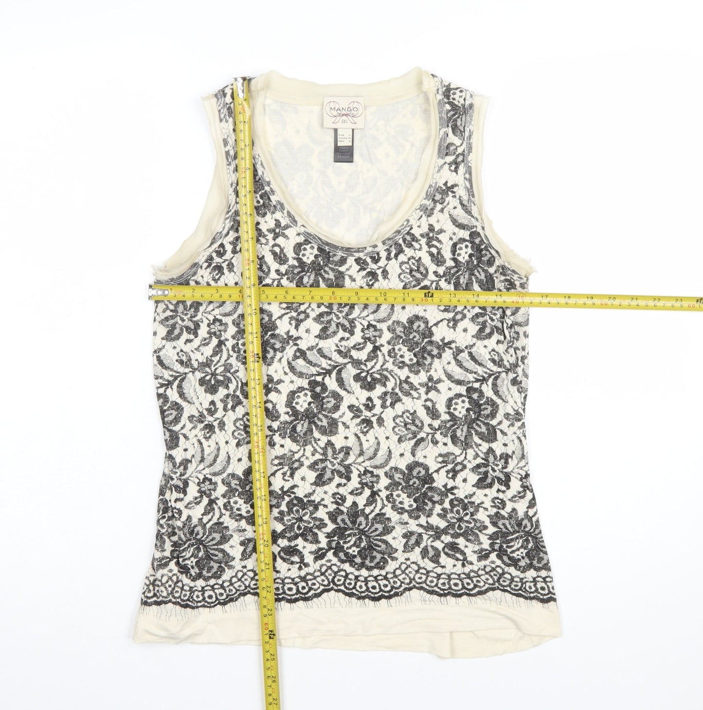 Mango Women’s Ivory Floral Lace Sleeveless Camisole Tank Top Size 14