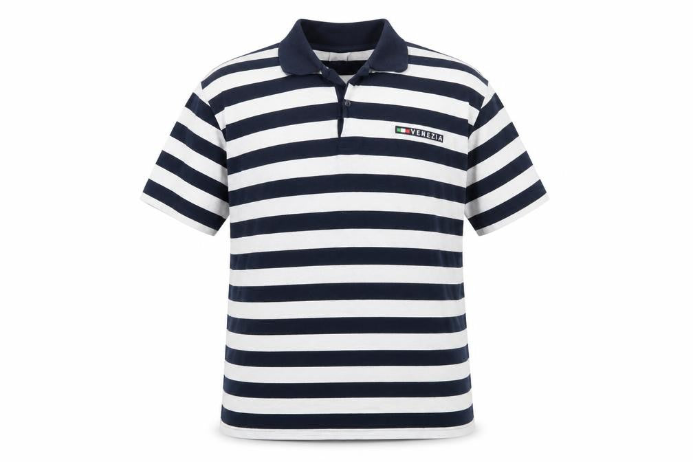 Venice Collection Men's Blue Striped 2XL Cotton Polo Shirt